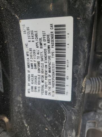 1HGCR3F83GA003031 - 2016 HONDA ACCORD EXL BLACK photo 12