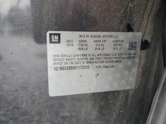 1G1BE5SM9H7173910 - 2017 CHEVROLET CRUZE LT ნაცრისფერი ფოტო 12