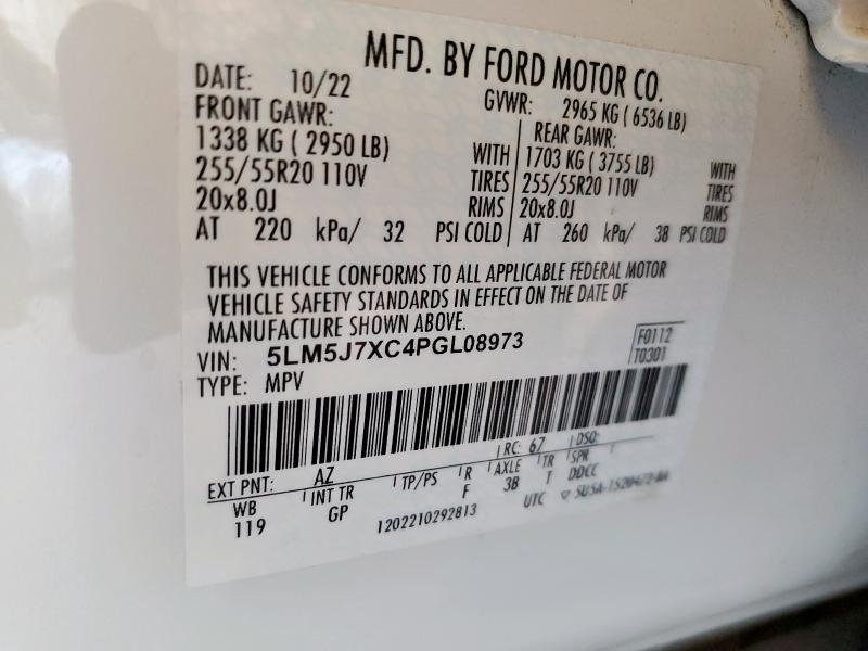 5LM5J7XC4PGL08973 - 2023 LINCOLN AVIATOR RESERVE 白色 照片 13