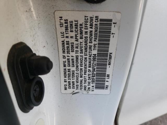 19XFB2F94FE219954 - 2015 HONDA CIVIC EXL 白色 照片 12