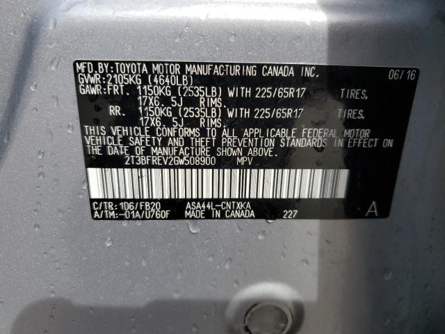 2T3BFREV2GW508900 - 2016 TOYOTA RAV4 LE SILVER photo 14