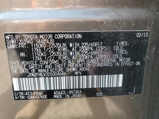 JTMZFREV2D5004686 - 2013 TOYOTA RAV4 LE Braun Foto 12