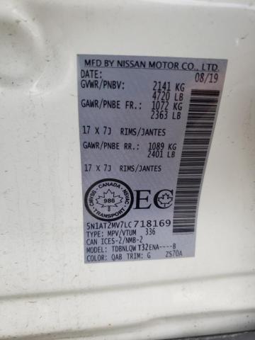 5N1AT2MV7LC718169 - 2020 NISSAN ROGUE S WHITE photo 14