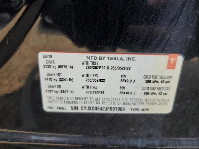 5YJXCBE42JF091904 - 2018 TESLA MODEL X Noir photo 13