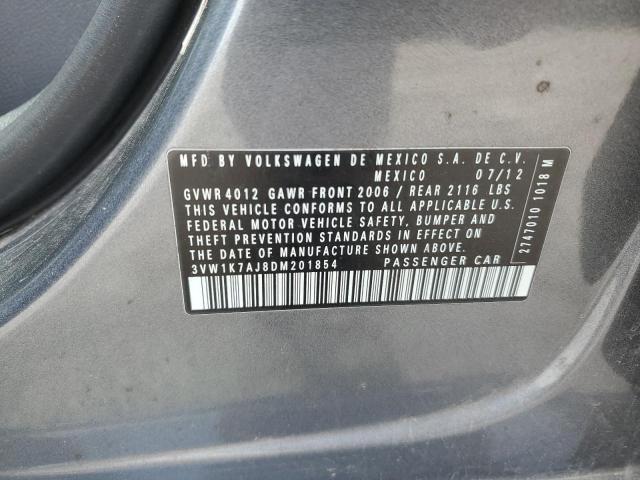 3VW1K7AJ8DM201854 - 2013 VOLKSWAGEN JETTA BASE 灰色 照片 12