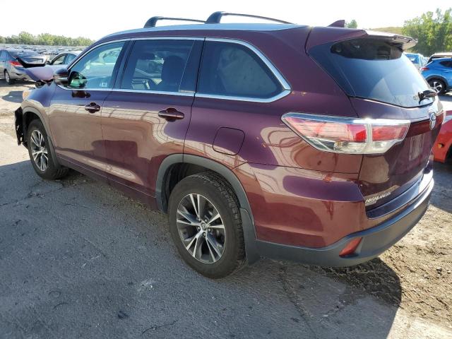 5TDJKRFH6GS338509 - 2016 TOYOTA HIGHLANDER XLE MAROON photo 2