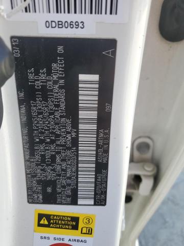 5TDZA3EH6DS037514 - 2013 TOYOTA HIGHLANDER BASE Beyaz fotoğraf 14