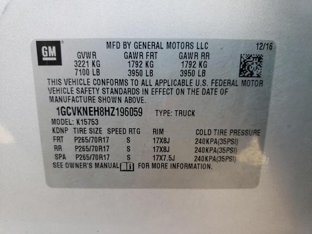 1GCVKNEH8HZ196059 - 2017 CHEVROLET SILVERADO K1500 SILVER photo 12