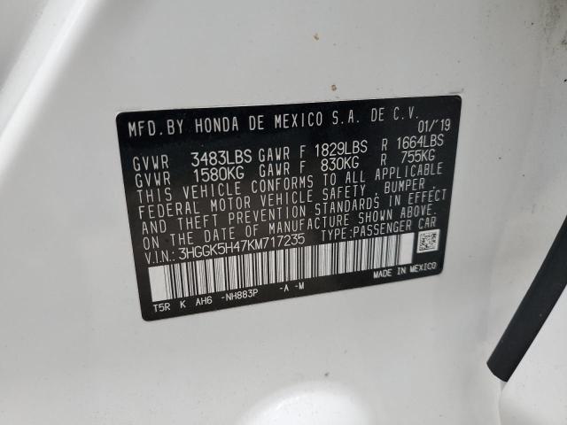 3HGGK5H47KM717235 - 2019 HONDA FIT LX 白色 照片 12