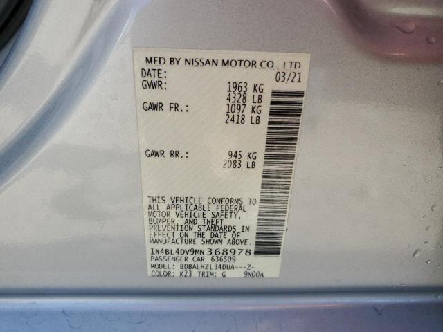 1N4BL4DV9MN368978 - 2021 NISSAN ALTIMA SV SILVER photo 12