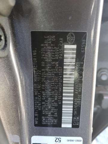 4T1G11AK0PU741507 - 2023 TOYOTA CAMRY SE NIGHT SHADE GRAY photo 12