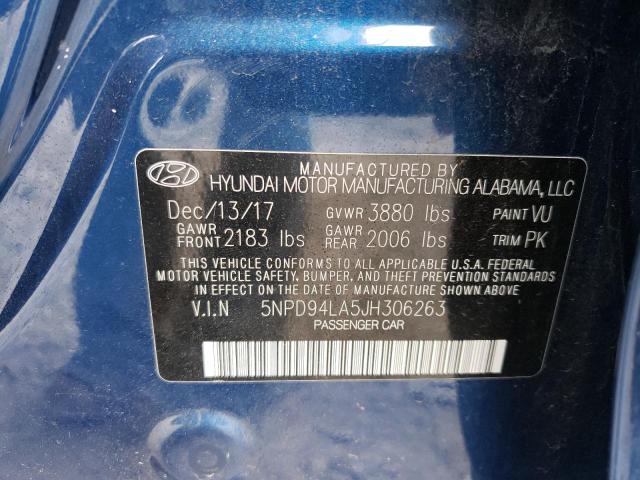 5NPD94LA5JH306263 - 2018 HYUNDAI ELANTRA ECO BLUE photo 12