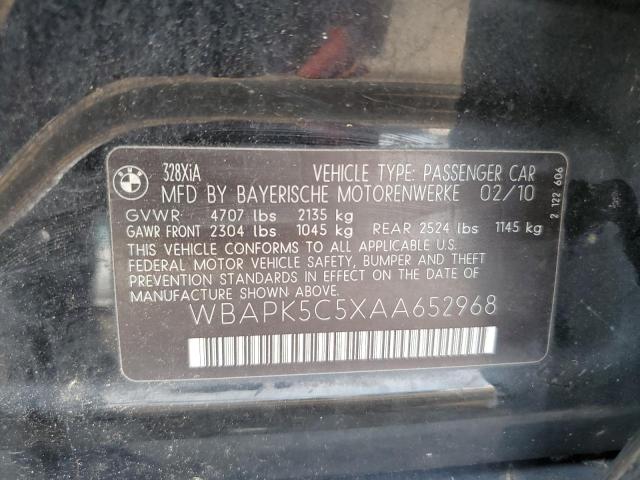 WBAPK5C5XAA652968 - 2010 BMW 328I XI SULEV BLACK photo 12