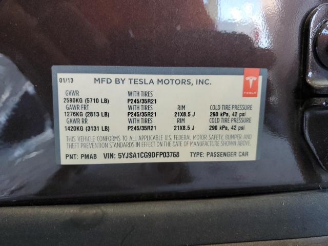 5YJSA1CG9DFP03768 - 2013 TESLA MODEL S Çəhrayı foto 12