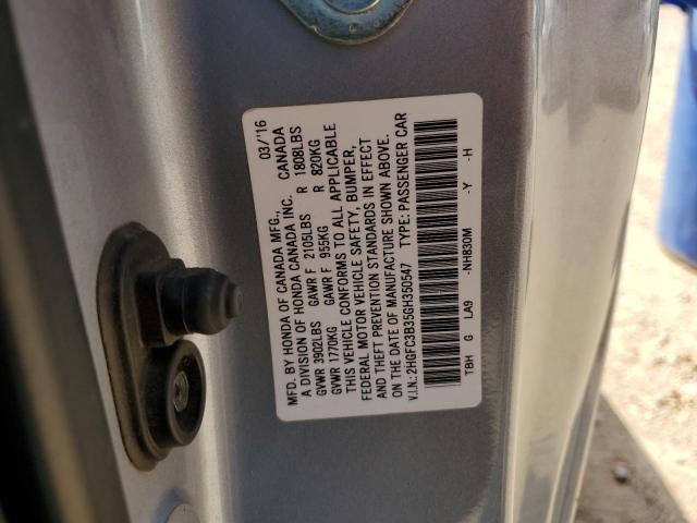 2HGFC3B35GH350547 - 2016 HONDA CIVIC EX SILVER photo 13