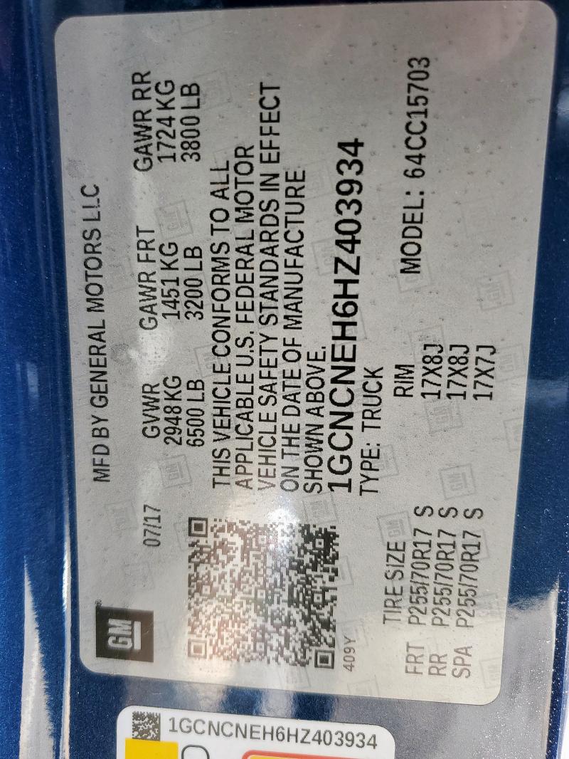 1GCNCNEH6HZ403934 - 2017 CHEVROLET SILVERADO C1500 BLUE photo 12