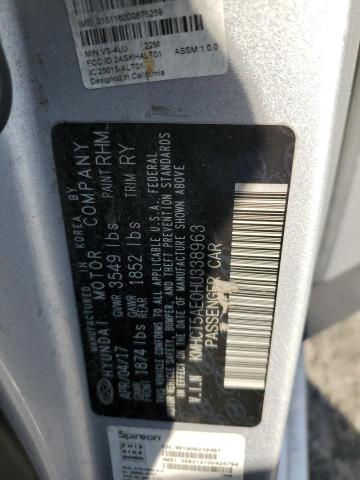 KMHCT5AE0HU338963 - 2017 HYUNDAI ACCENT SE SILVER photo 12