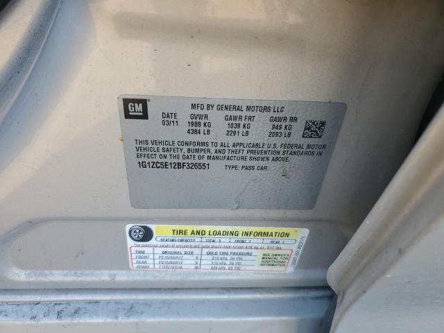 1G1ZC5E12BF326551 - 2011 CHEVROLET MALIBU 1LT TAN photo 12