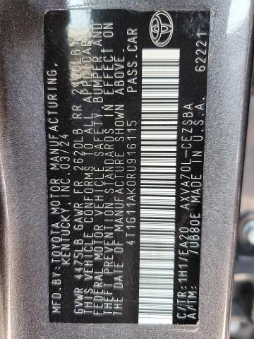 4T1G11AK0RU916115 - 2024 TOYOTA CAMRY SE NIGHT SHADE GRAY photo 12