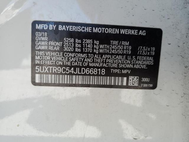 5UXTR9C54JLD66818 - 2018 BMW X3 XDRIVE30I WHITE photo 12