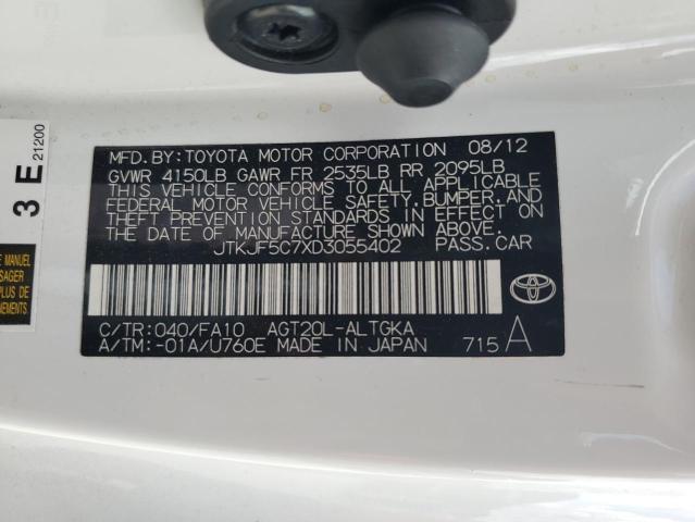 JTKJF5C7XD3055402 - 2013 TOYOTA SCION TC 白色 照片 12
