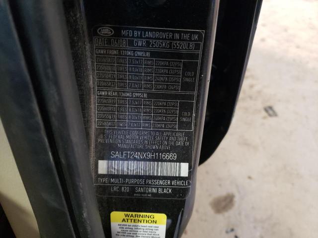 SALFT24NX9H116669 - 2009 LAND ROVER LR2 HSE TECHNOLOGY BLACK photo 13
