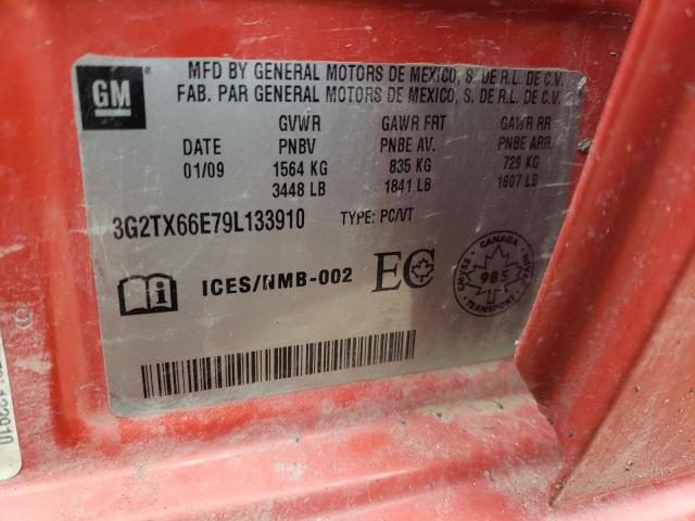 3G2TX66E79L133910 - 2009 PONTIAC G3 WAVE SE ORANGE photo 12