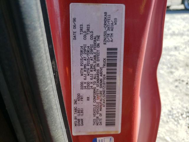 4TAVL52N6TZ187324 - 1996 TOYOTA TACOMA XTRACAB წითელი ფოტო 12