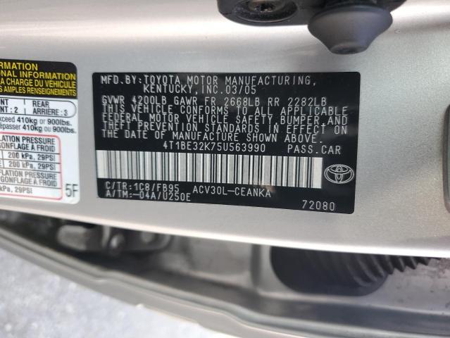 4T1BE32K75U563990 - 2005 TOYOTA CAMRY LE SILVER photo 13