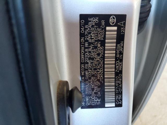 JTDKN3DU2A0175005 - 2010 TOYOTA PRIUS Gümüş foto 13