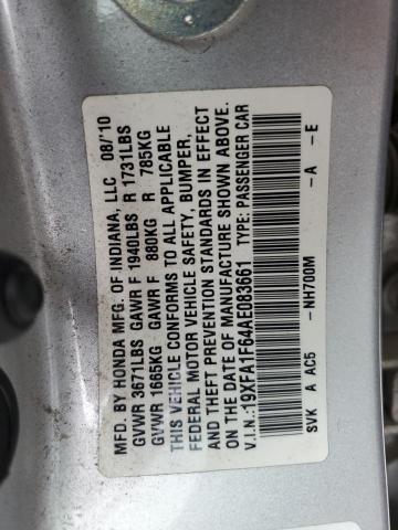19XFA1F64AE083661 - 2010 HONDA CIVIC LX-S فضي صورة 12