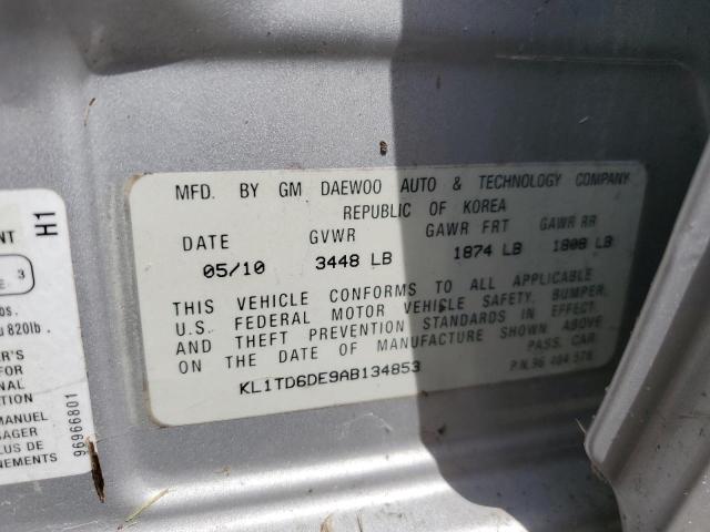 KL1TD6DE9AB134853 - 2010 CHEVROLET AVEO LS 银色 照片 12