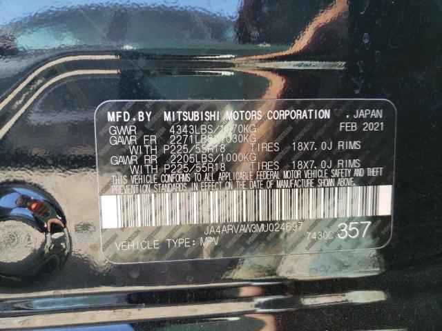 JA4ARVAW3MU024697 - 2021 MITSUBISHI OUTLANDER GT BLACK photo 13