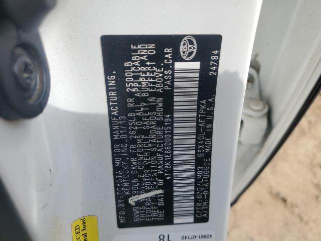 4T1BK1EB6DU015194 - 2013 TOYOTA AVALON BASE Ağ foto 12