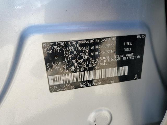 2T3WFREV0FW169375 - 2015 TOYOTA RAV4 XLE SILVER photo 13