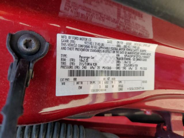 1FADP3F27DL156957 - 2013 FORD FOCUS SE Марун фото 12