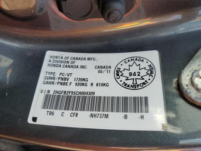 2HGFB2F95CH004309 - 2012 HONDA CIVIC EXL 石墨色 照片 12