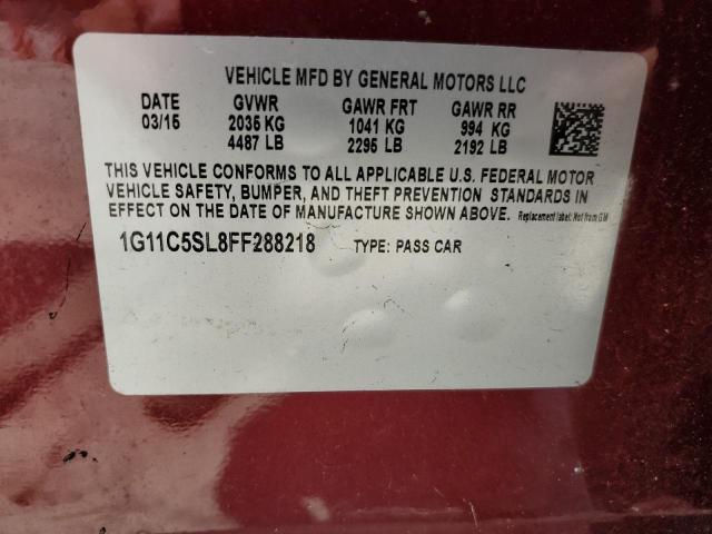 1G11C5SL8FF288218 - 2015 CHEVROLET MALIBU 1LT 勃艮第红 照片 12