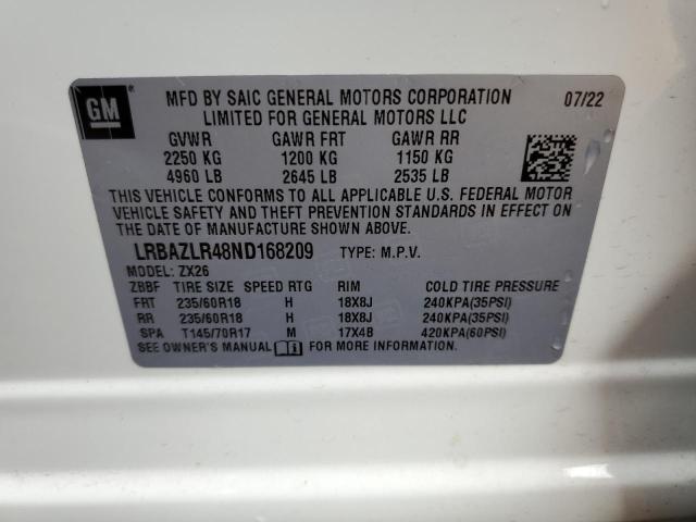 LRBAZLR48ND168209 - 2022 BUICK ENVISION PREFERRED WHITE photo 12
