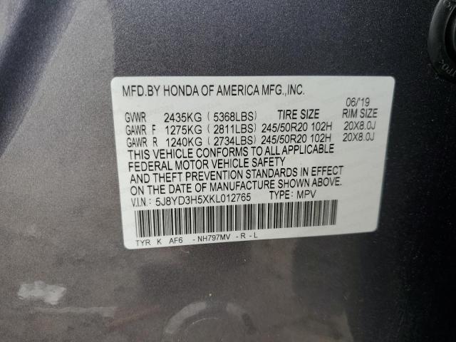 5J8YD3H5XKL012765 - 2019 ACURA MDX TECHNOLOGY Gris foto 13