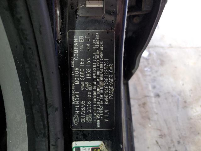 KMHDN46D96U225731 - 2006 HYUNDAI ELANTRA GLS BLACK photo 12