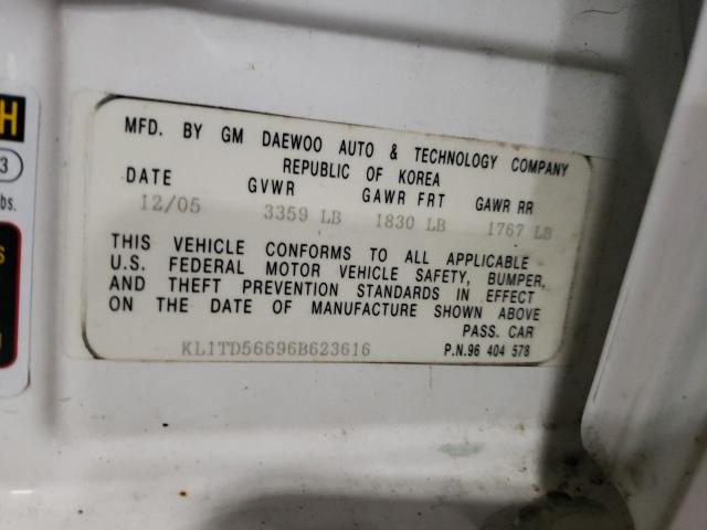 KL1TD56696B623616 - 2006 CHEVROLET AVEO BASE Ağ foto 12