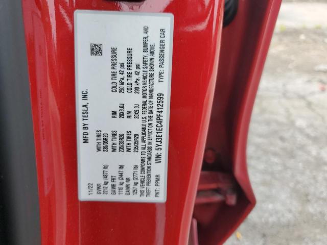 5YJ3E1EC4PF412599 - 2023 TESLA MODEL 3 Қызыл фото 13