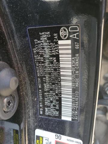 2T1BURHE4KC232207 - 2019 TOYOTA COROLLA L أسود صورة 12