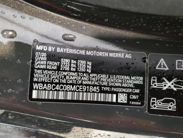 WBABC4C08MCE91845 - 2021 BMW M850XI GRAY photo 12