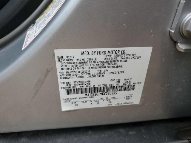 MAJ3S2GE9KC280335 - 2019 FORD ECOSPORT SE SILVER photo 13