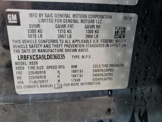 LRBFXCSA9LD036035 - 2020 BUICK ENVISION ESSENCE BLACK photo 13