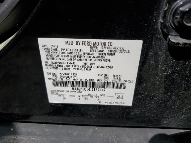 MAJ6P1UL4JC159447 - 2018 FORD ECOSPORT SE BLACK photo 12