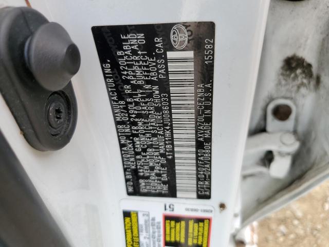 4T1B11HK4JU086033 - 2018 TOYOTA CAMRY L WHITE photo 13