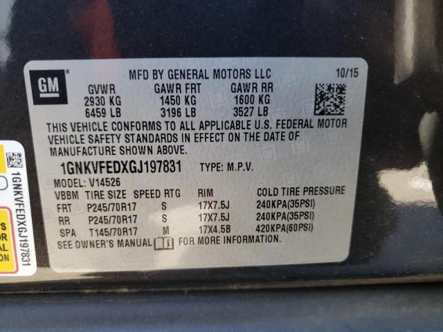 1GNKVFEDXGJ197831 - 2016 CHEVROLET TRAVERSE LS CHARCOAL photo 13